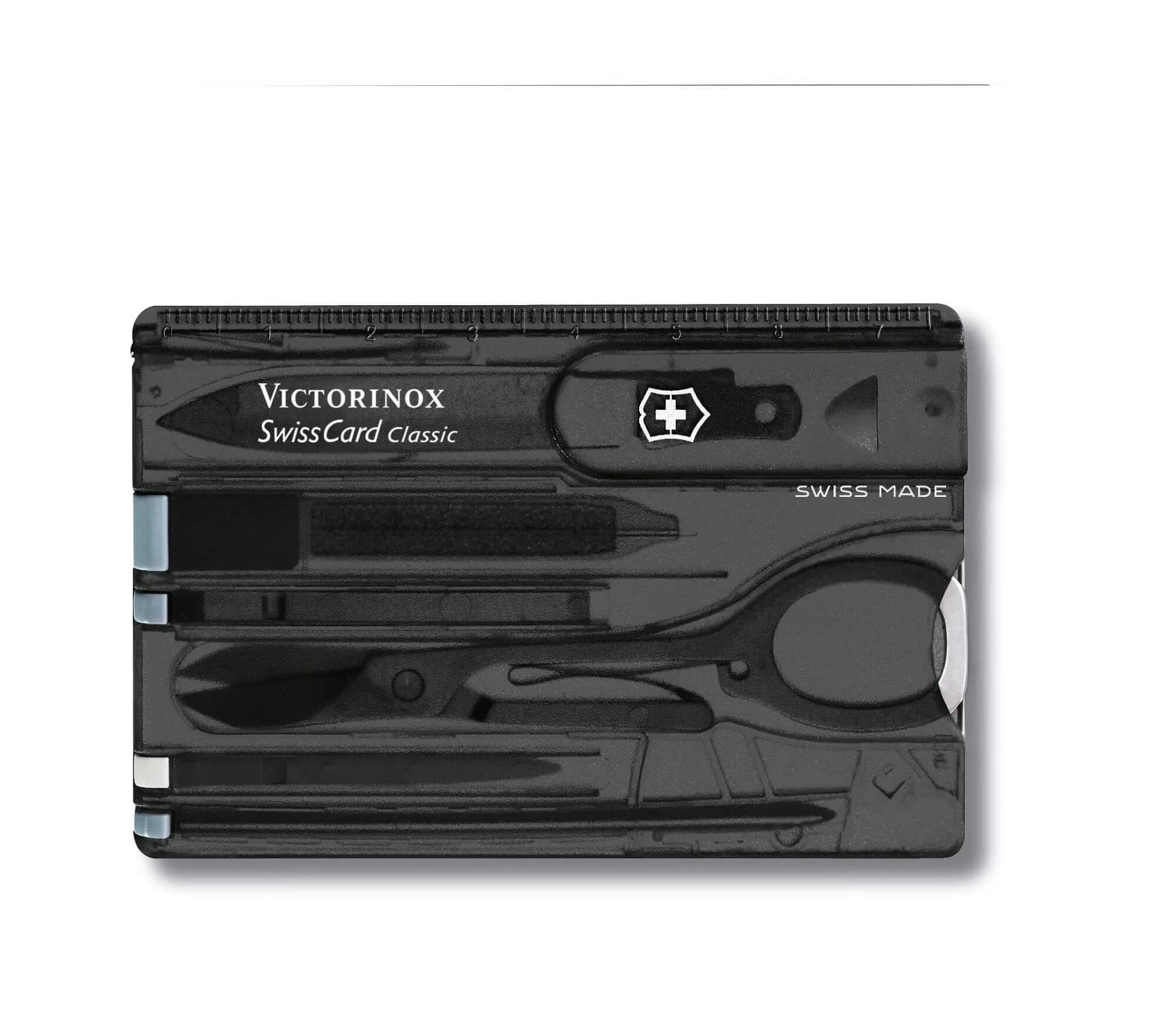 Tarjeta suiza clásica Victorinox negra con 10 funciones