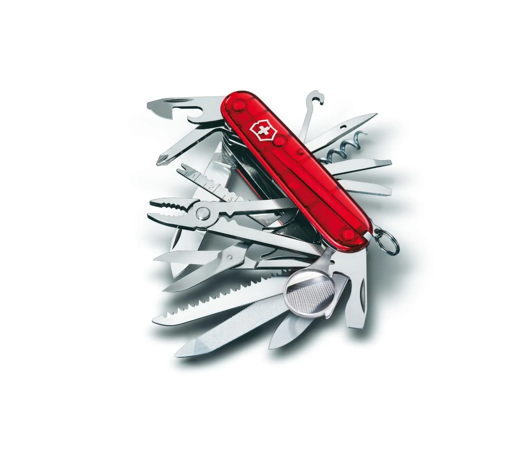 Victorinox Swiss Champ Couteau de Poche Rouge Translucide avec 33 Fonctions