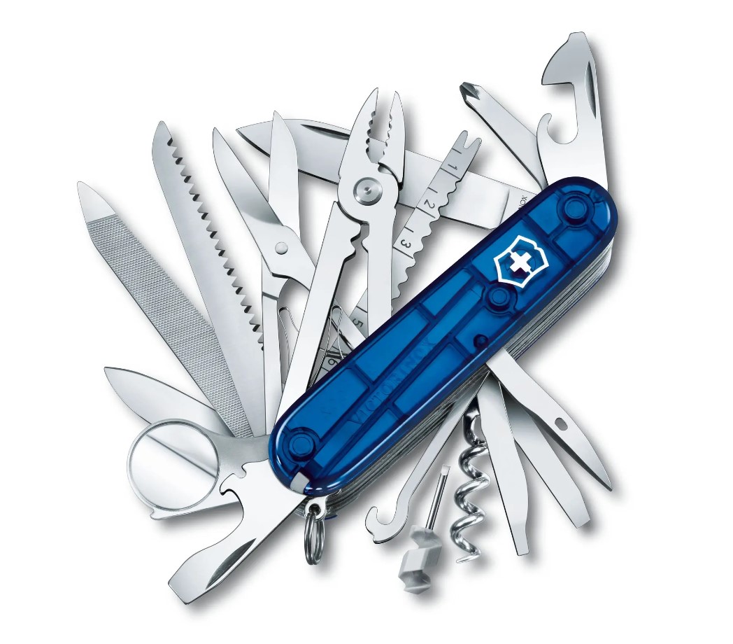 Victorinox Swiss Champ pocket knife translucent blue with 33 func...