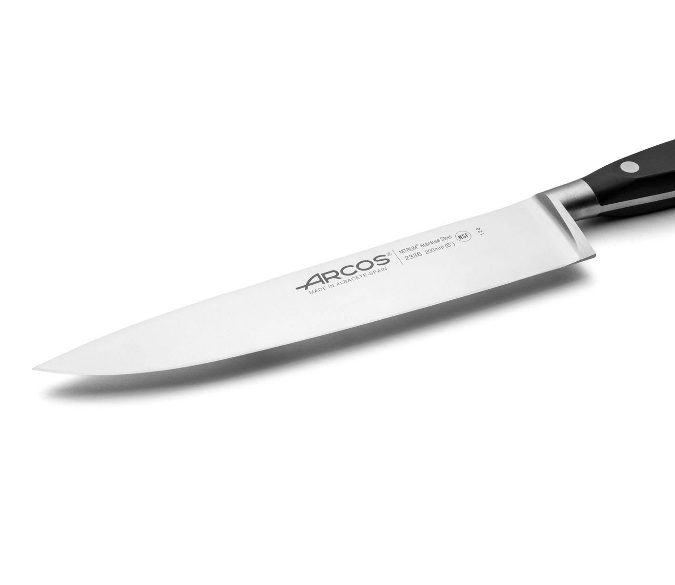 Arcos Riviera Black Couteau de chef avec lame de 20 cm en acier NITRUM
