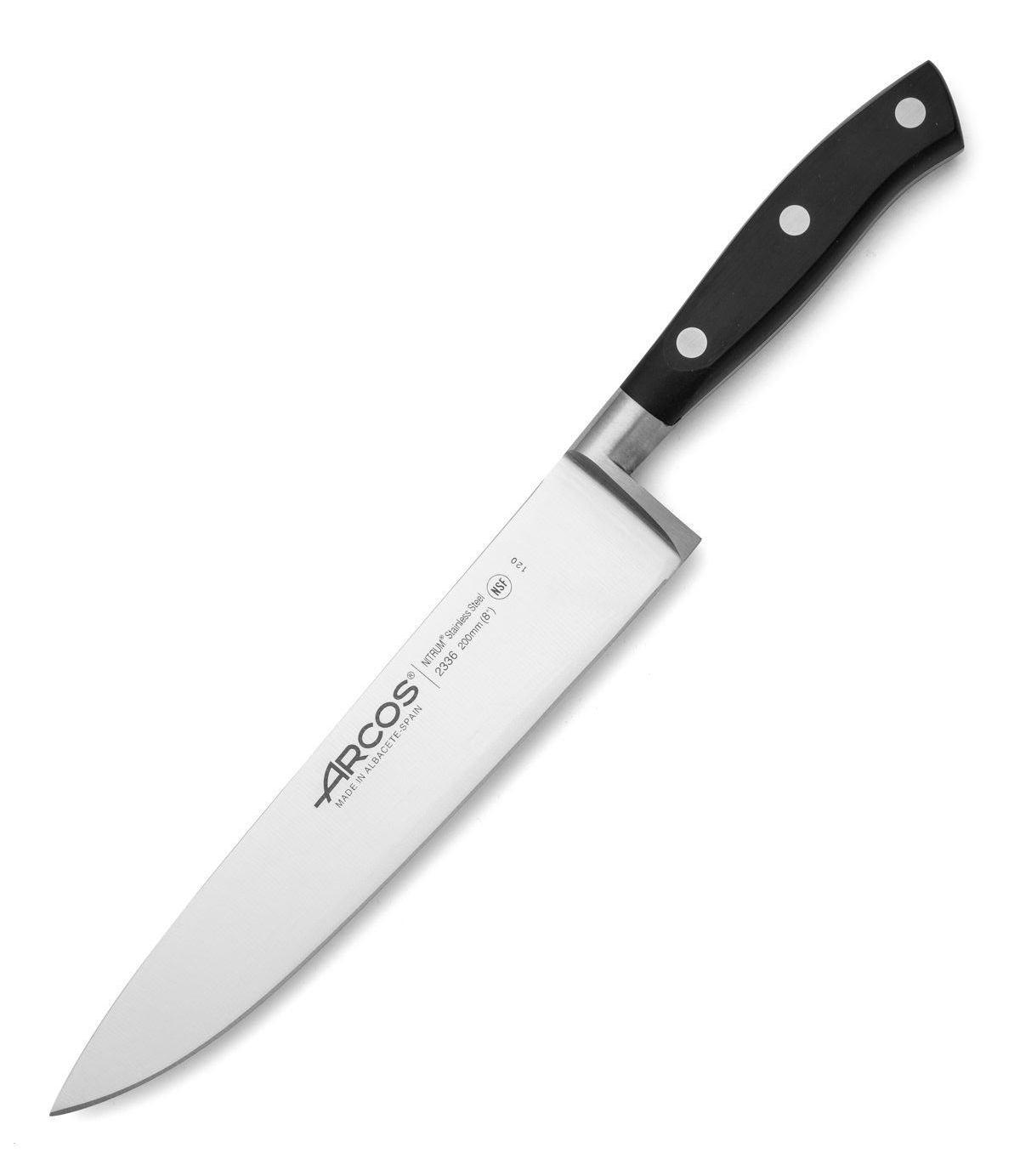 Arcos Riviera Black Couteau de chef avec lame de 20 cm en acier NITRUM
