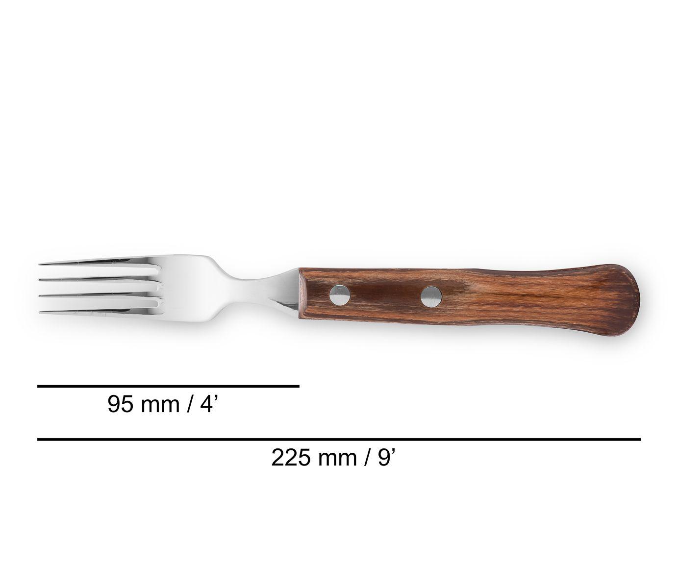 Tenedor churrasco de madera de haya comprimida set 12 unidades Arcos