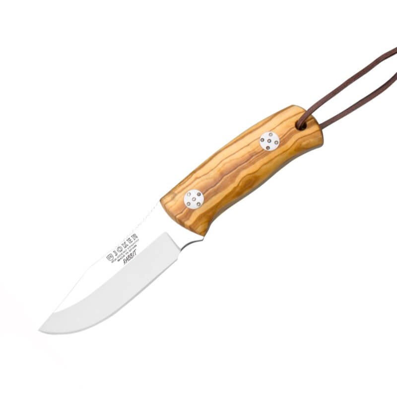 Cuchillo bushcraft Joker Rabbit con mango de madera de olivo