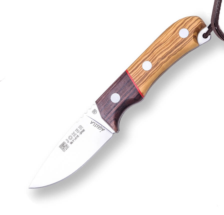 Cuchillo deportivo Joker Aguila con mango de madera de olivo y vi...