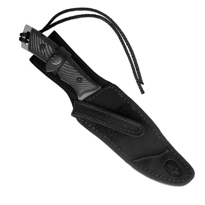 Cuchillo táctico Muela Typhoon 15W con mango de micarta negra y hoja satinada de 15 cm