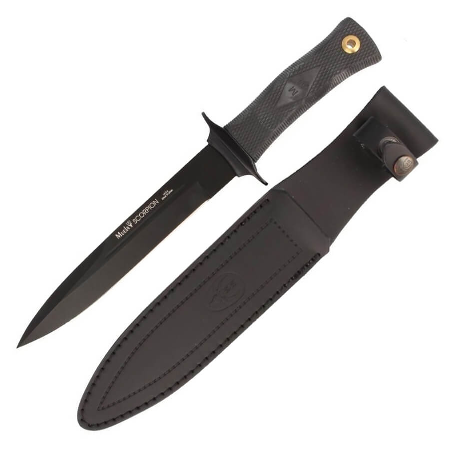 Coltello da caccia Muela Scorpion-19N con manico in gomma nera e lama nera da 19 cm