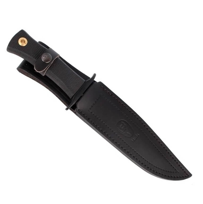 Coltello da caccia Muela Mirage-18N con manico in gomma nera e lama nera da 18 cm