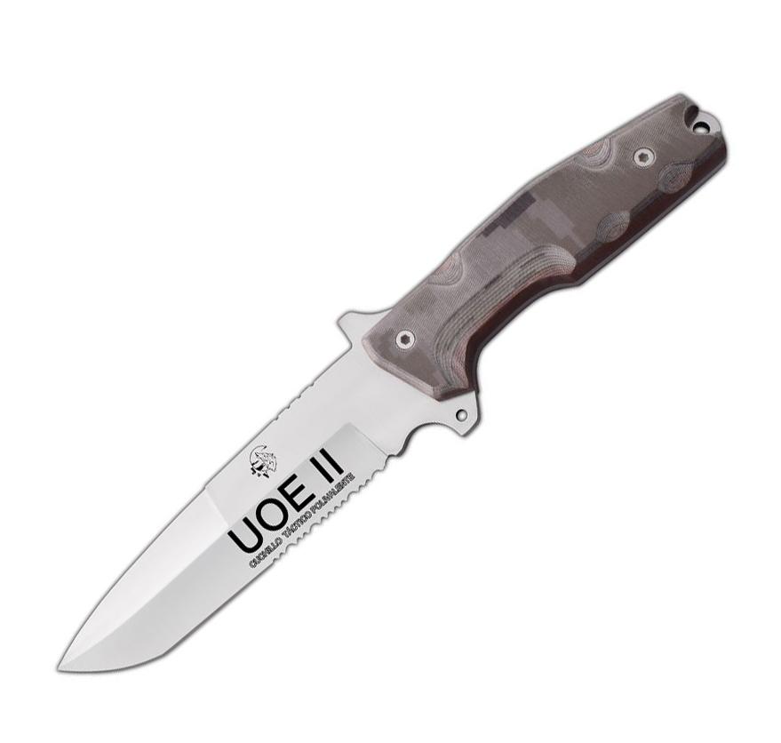 JV UOE II Military Knife with desert camo micarta handle