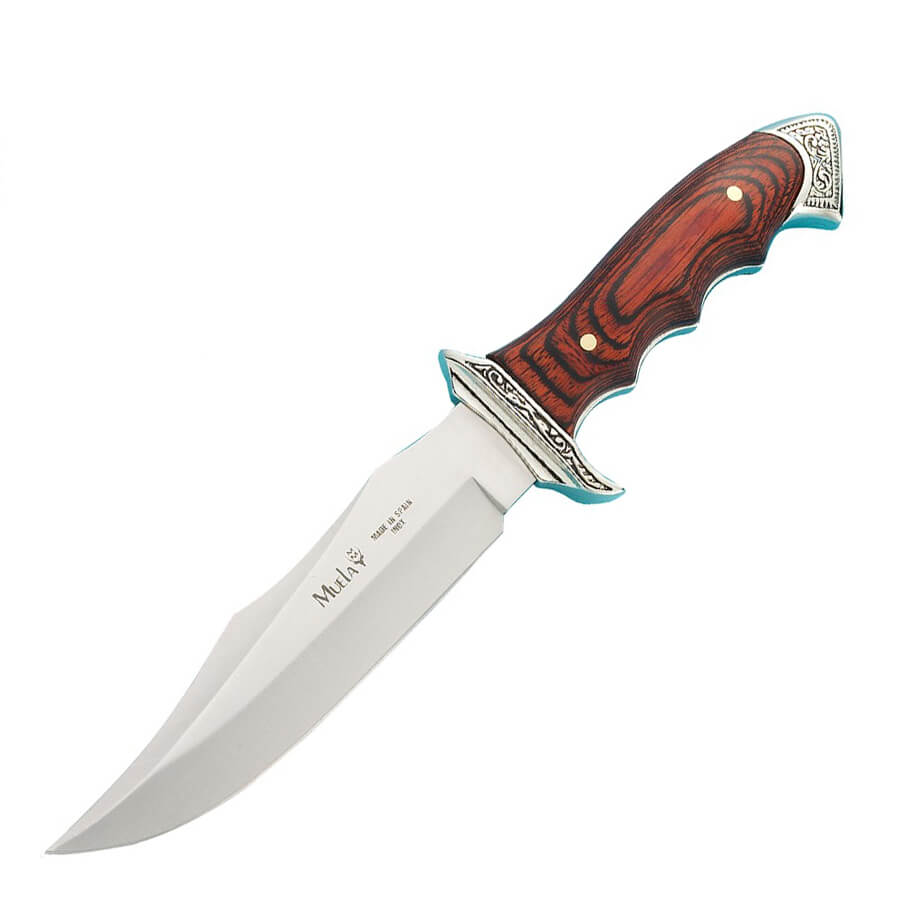 Muela 21733 hunting knife with wooden and silver zamak handle and...