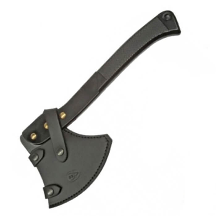 Hacha de caza Muela Ha-W con mango de aluminio y funda de cuero