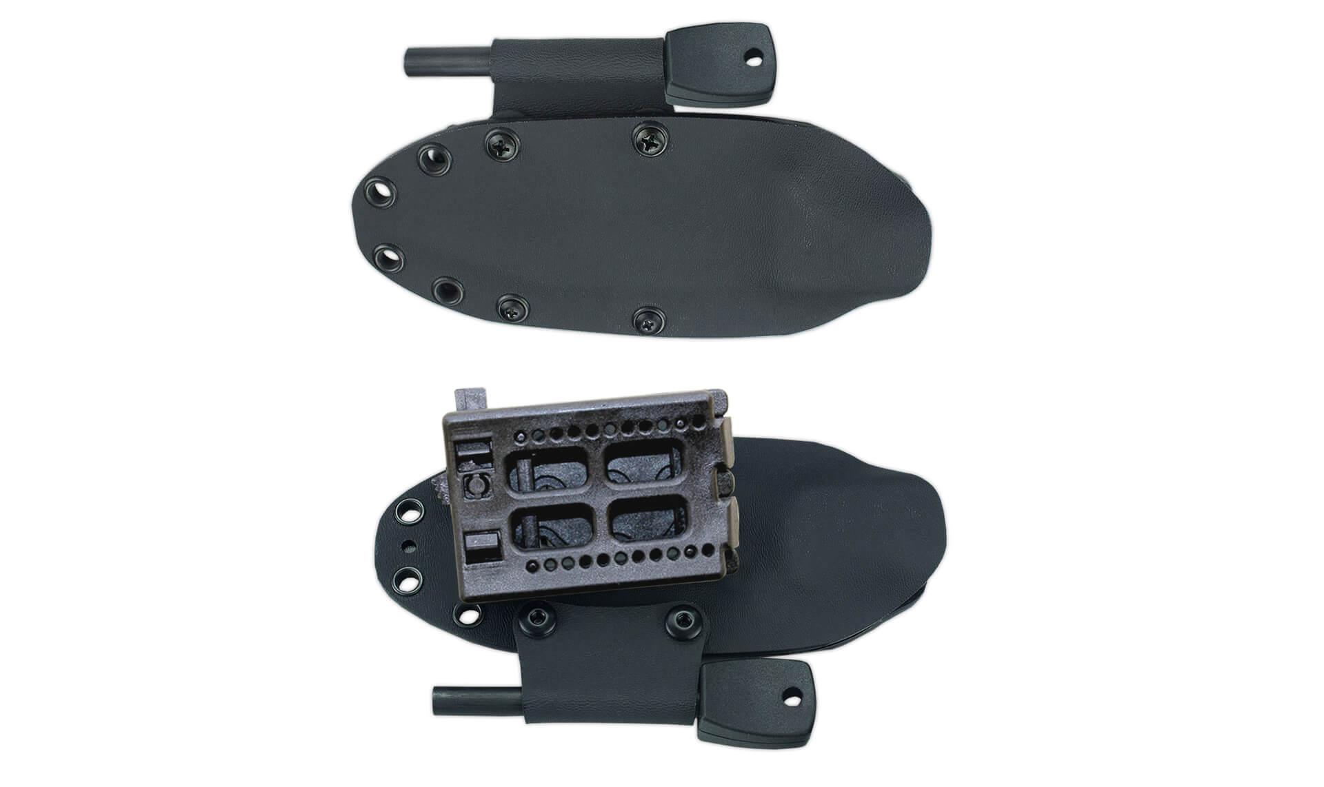 Cudeman MT1 knife. Black micarta handle. Kydex sheath