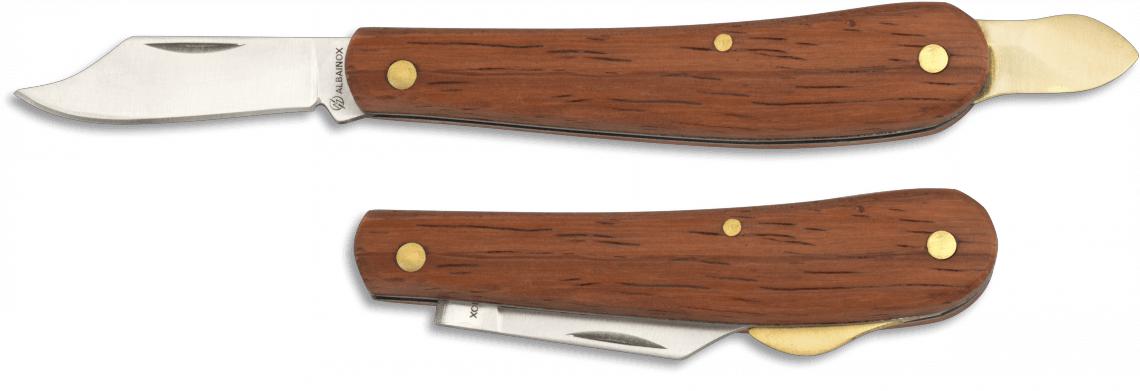 Navaja de Albainox de injertar con púa plegable, mango de madera ...