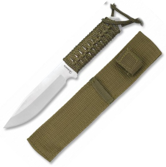 Faca tática de 10,5 cm com corda verde Albainox