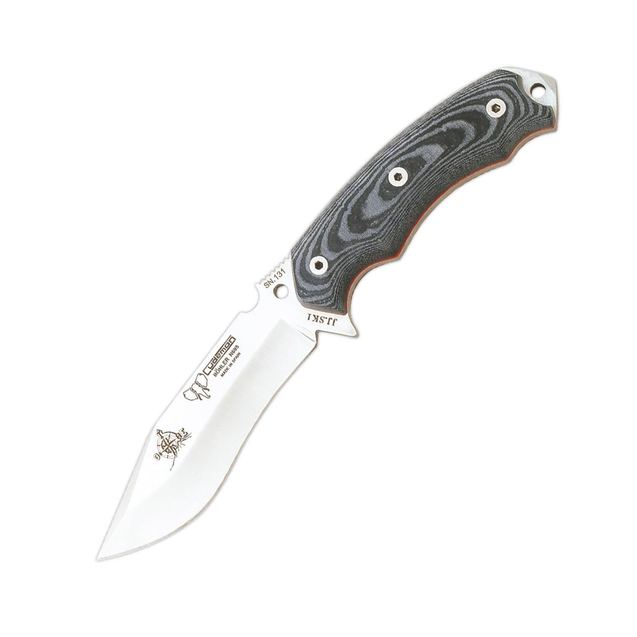 Coltello Cudeman JJSK1. Manico in micarta nera. Acciaio Böhler N-695. Fodero in Kydex.