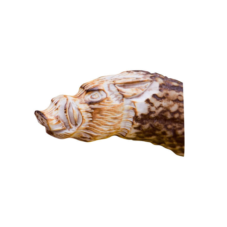 Coltello da caccia Jabato con manico in corno di cervo intagliato a mano e lama drop point da 17 cm