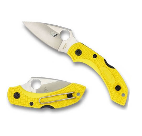 Spyderco Dragonfly 2 tactical knife with yellow FRN handle and H1 steel blade