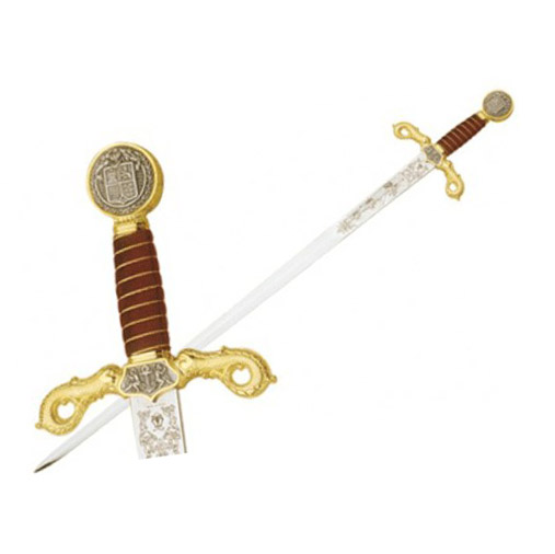 Spada di Cristoforo Colombo con elsa dorata con decorazioni 546