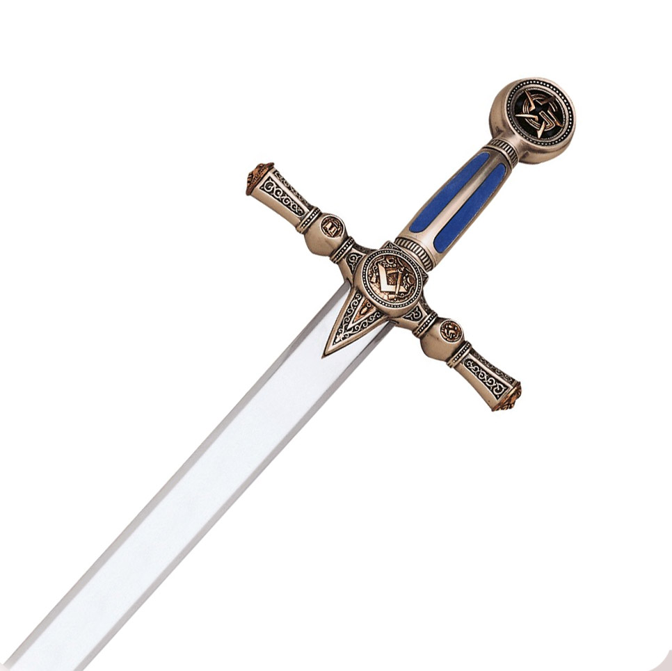 Spada massonica con elsa argento e blu con incisioni 776