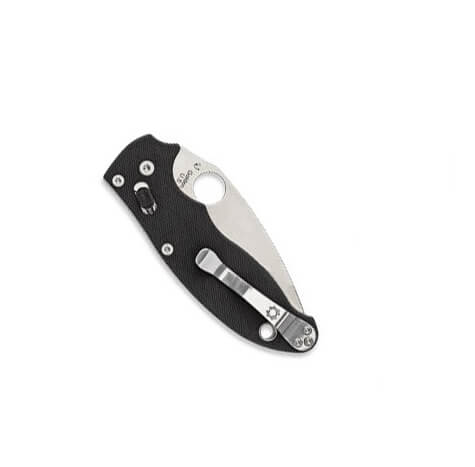 Coltello tascabile Spyderco Manix 2 con manico in G10 nero e lama parzialmente seghettata da 8,6 cm