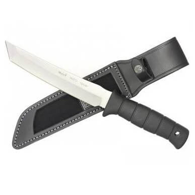Muela Tanto-19W taktisches Messer mit schwarzem Gummigriff und satinierter Klinge