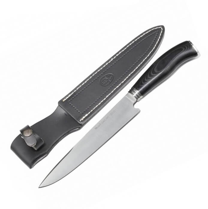 Cuchillo Muela Gaucho-20M con mango de micarta negra y hoja de 20 cm