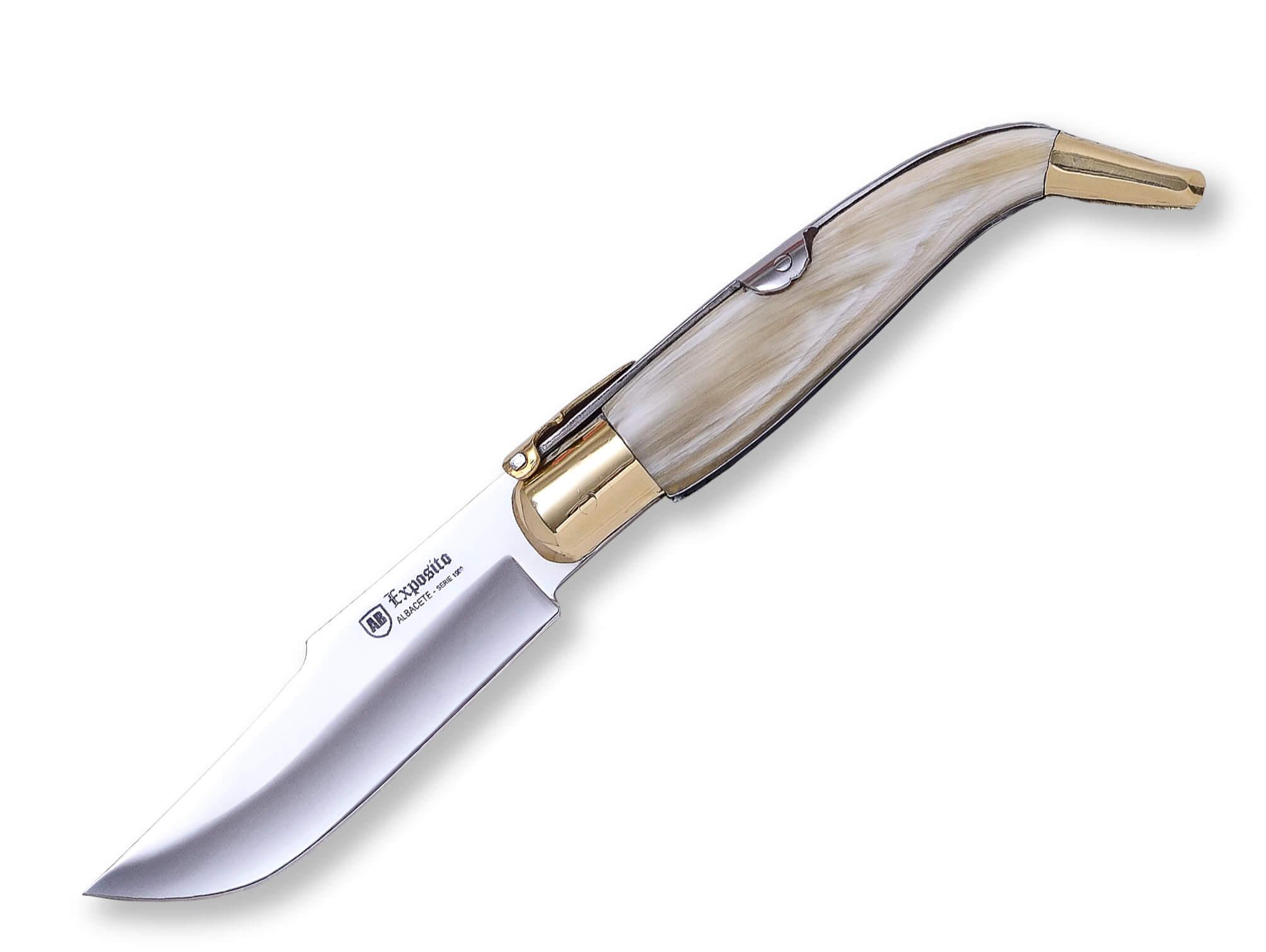 Canivete clássico Albacete com cabo em chifre de touro e lâmina de 7,5 cm