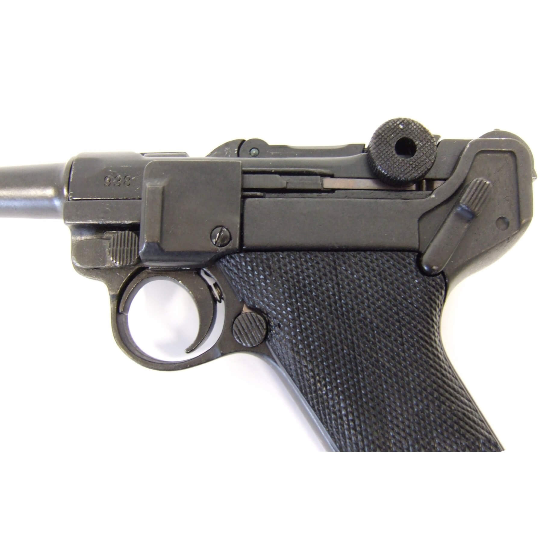 Pistola Parabellum Luger P08, Alemanha 1898 feita de metal e cabos de plástico preto