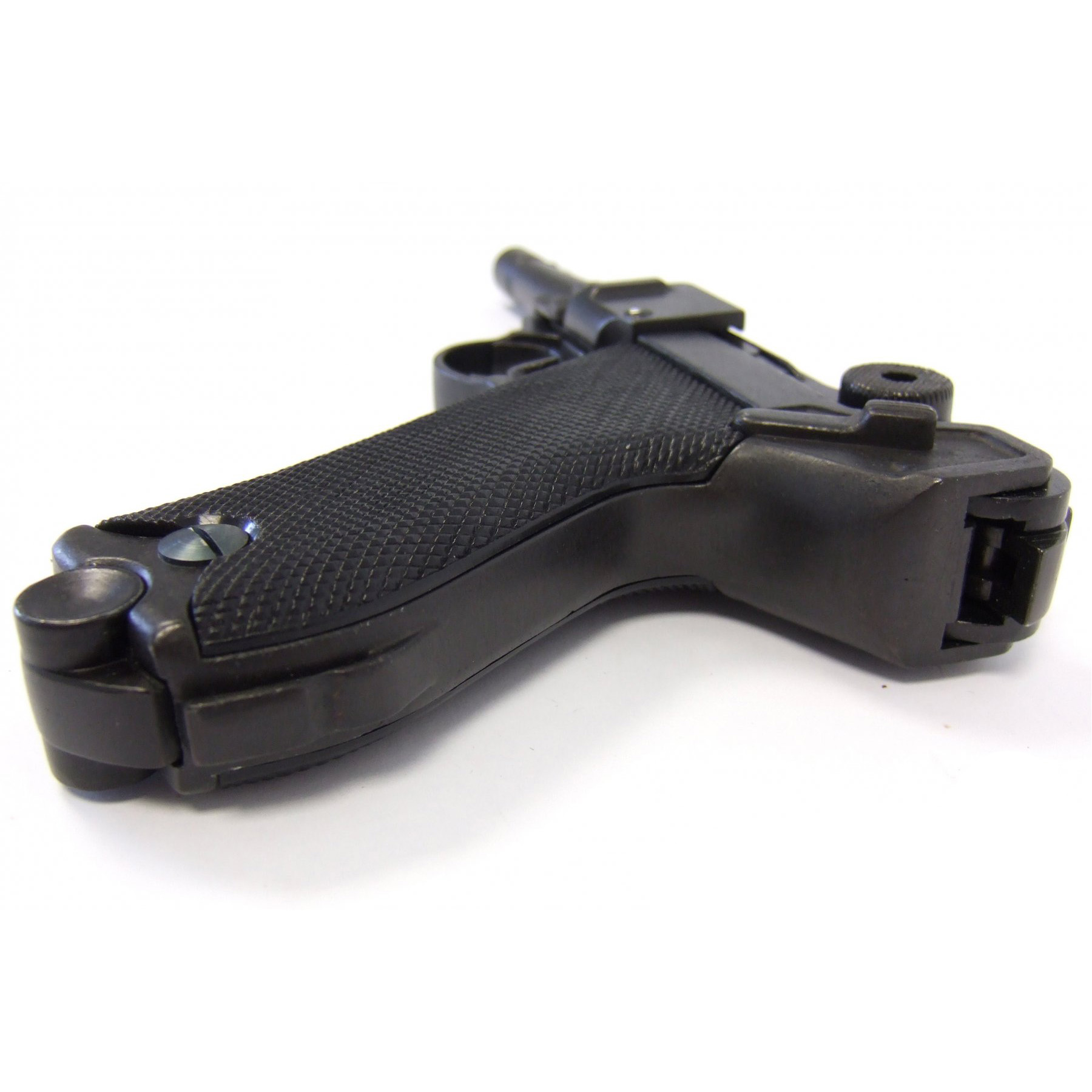 Pistola Parabellum Luger P08, Alemanha 1898 feita de metal e cabos de plástico preto