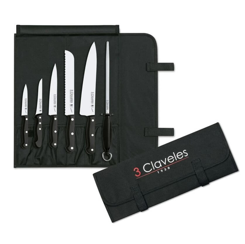 Set de cuchillos cocineros uniblock con mango de POM color negro