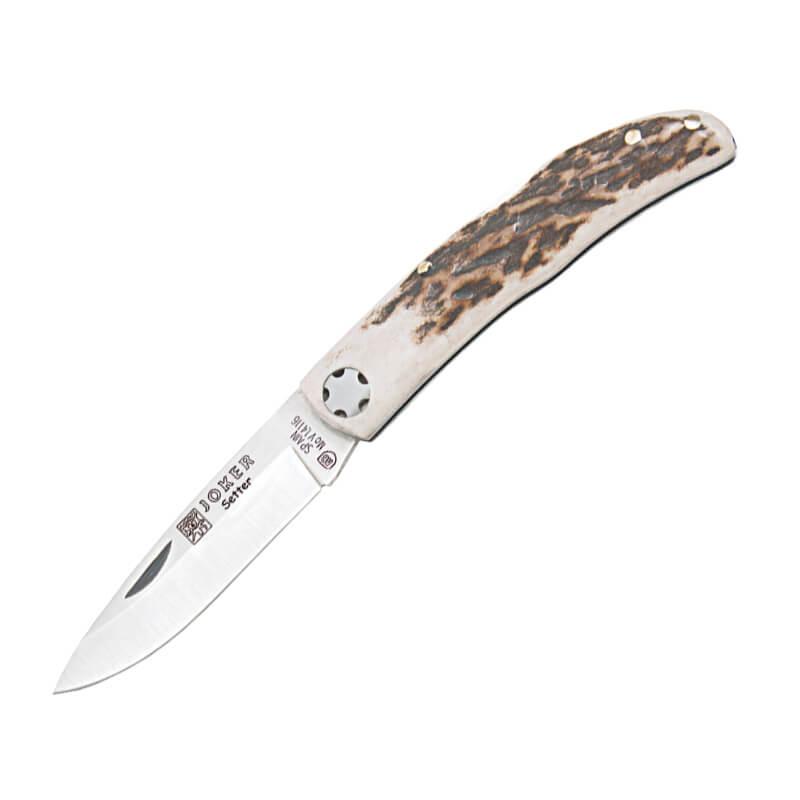 Coltello Joker Setter con manico in corno di cervo e chiusura pos...