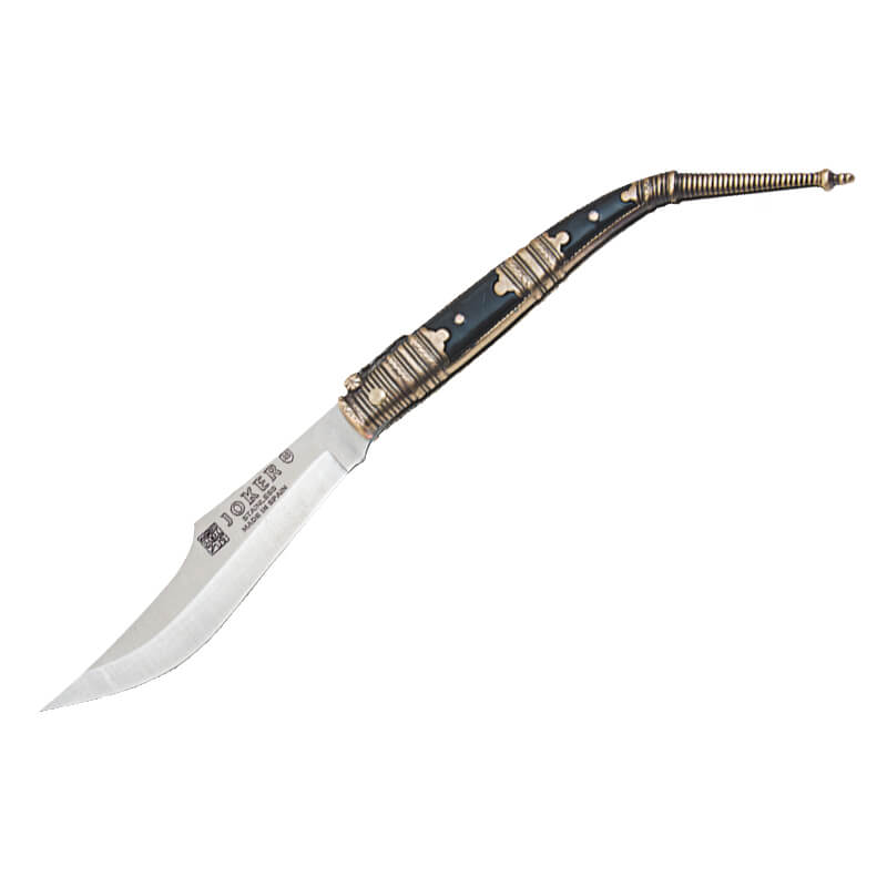 Navaja clásica bandolero con mango de zamak negro y dorado decora...