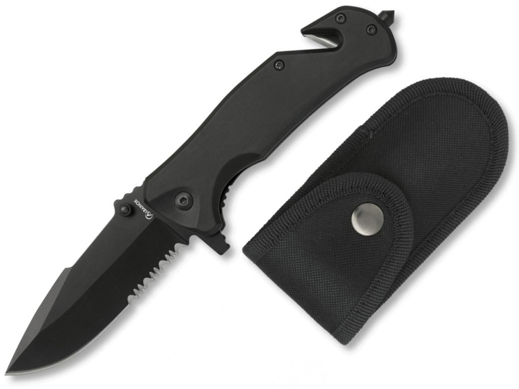 Albainox black safety pocket knife with 8 cm blade and glass-brea...