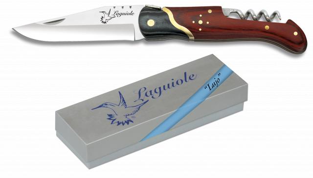 It features a Laguiole knife with a 9.2 cm blade and corkscrew.