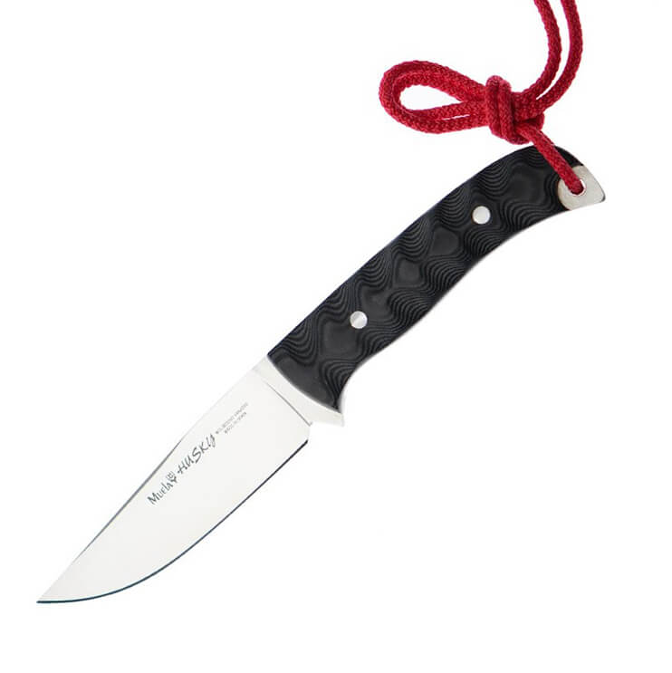 Muela Husky-10M Knife with black micarta handle and black leather...
