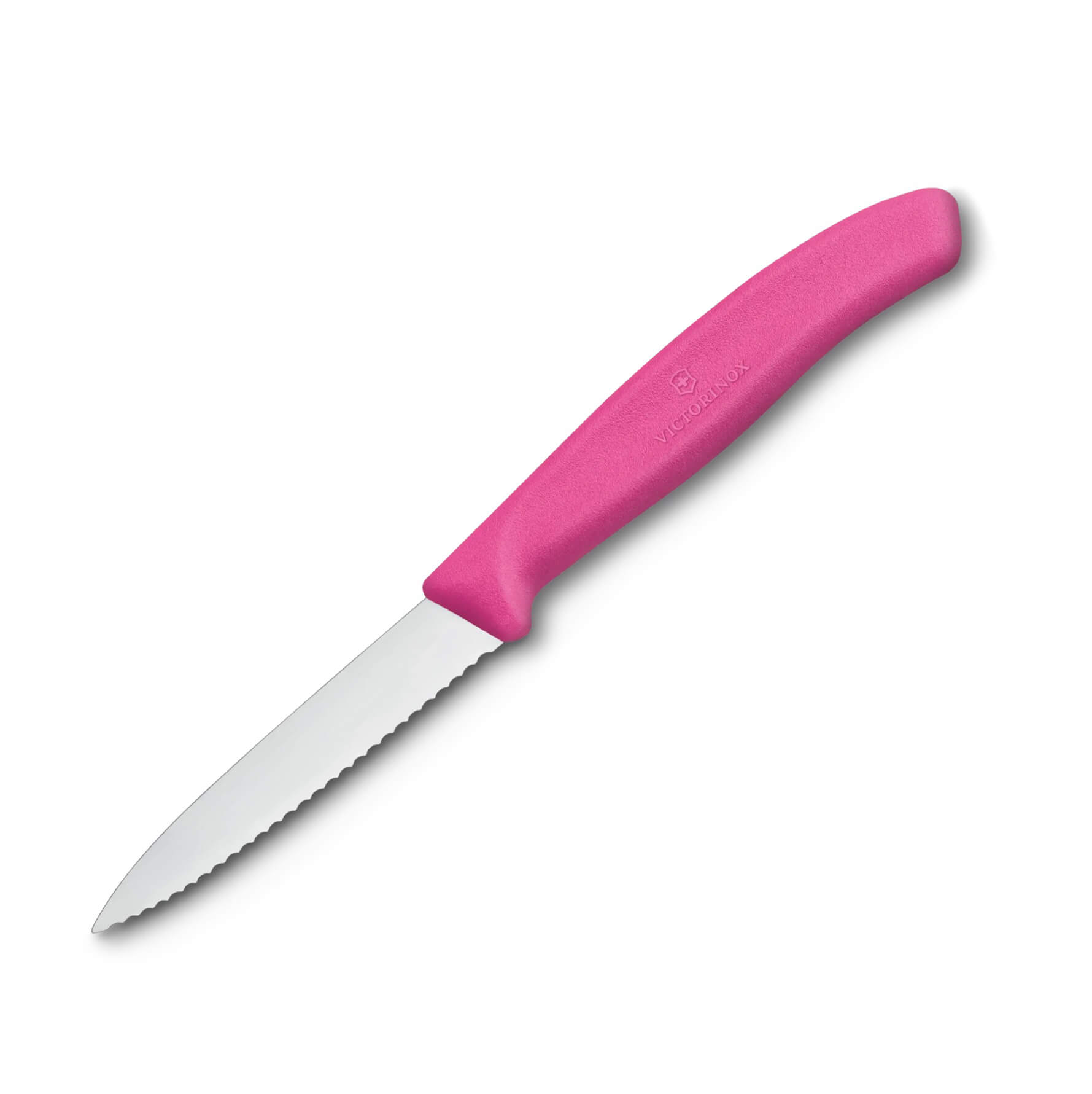 Cuchillo para verdura Victorinox de mango rosa con filo dentado y...