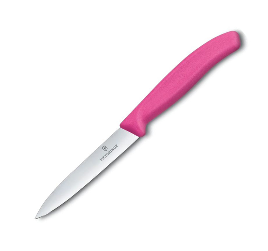 Cuchillo para verdura Victorinox de mango rosa con filo liso y pu...