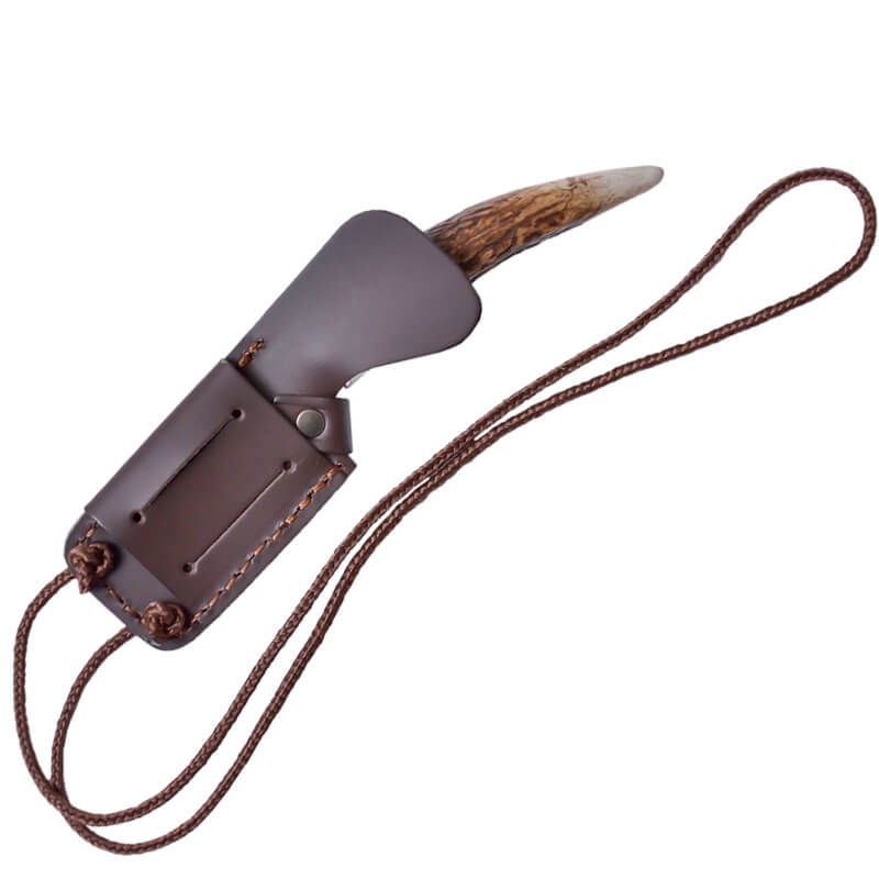 Coltello da collo Joker Topo con manico in corna di cervo e lama da 7,5 cm