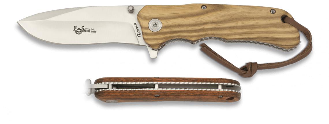 Coltello tascabile assistito Albainox con manico in legno, sistem...