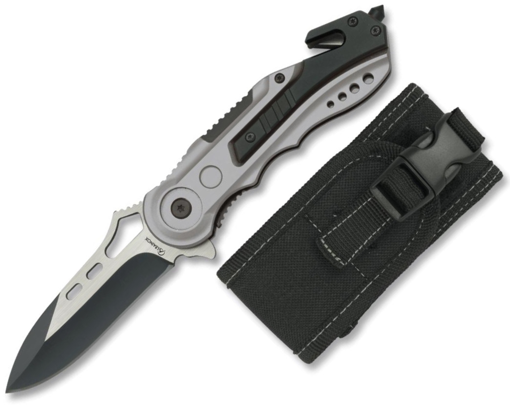 Couteau de poche de secours Albainox gris et noir avec manche en ...