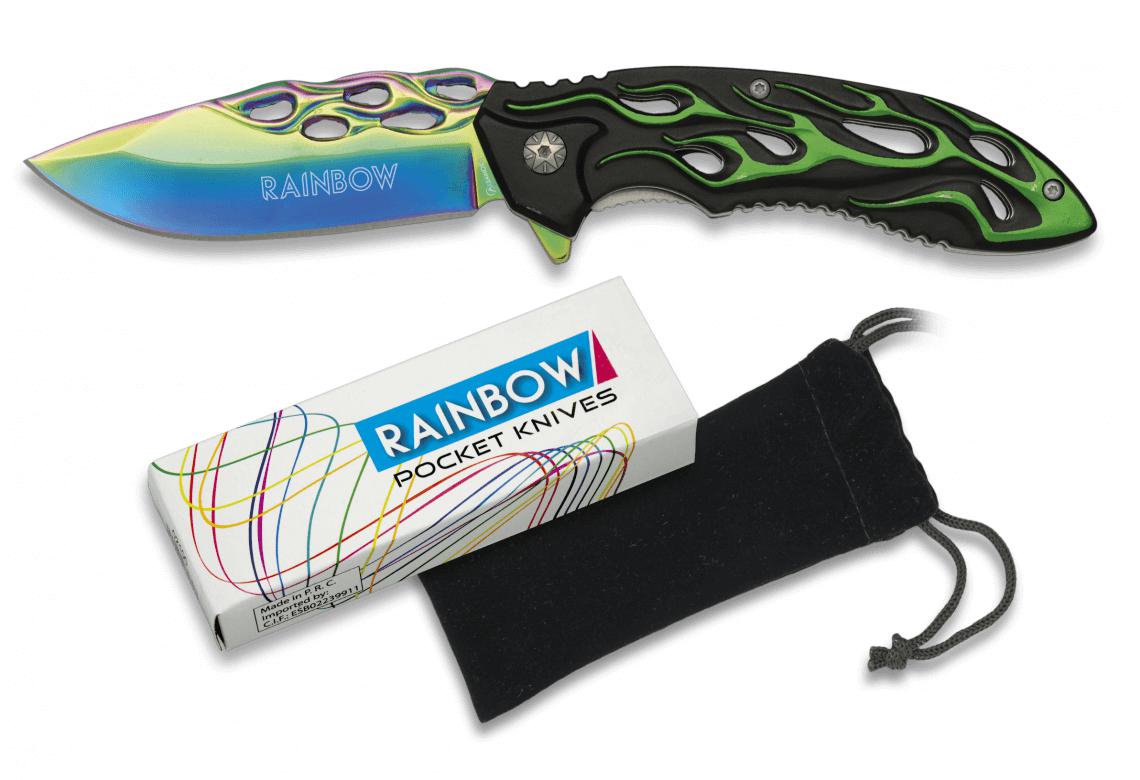 Navaja Albainox Rainbow de titanio colorful con mango de aluminio...