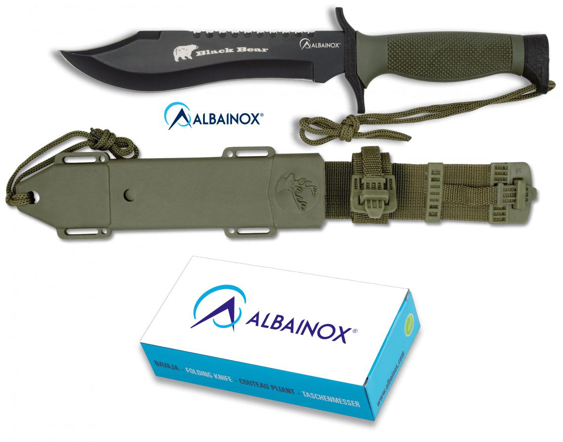 Coltello tattico Albainox Black Bear con fodero in ABS e nylon e ...