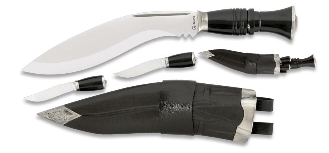 Set of three Albainox GURKA tactical decoration knives with black...