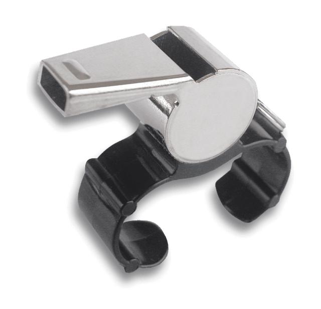 Sifflet métallique avec fixation pour les doigts