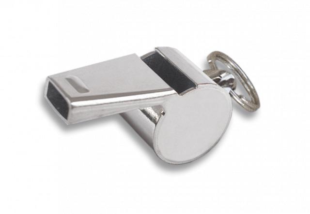 Sifflet métallique chromé avec anneau