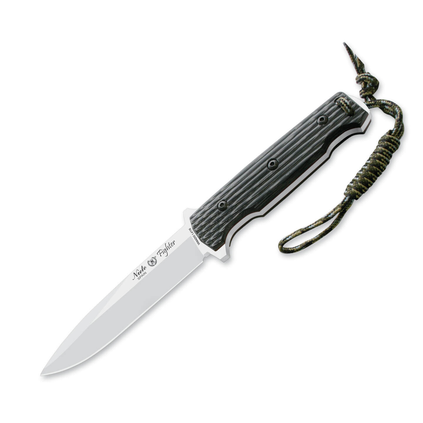 Couteau tactique Fighter avec manche en micarta noir et lame plei...