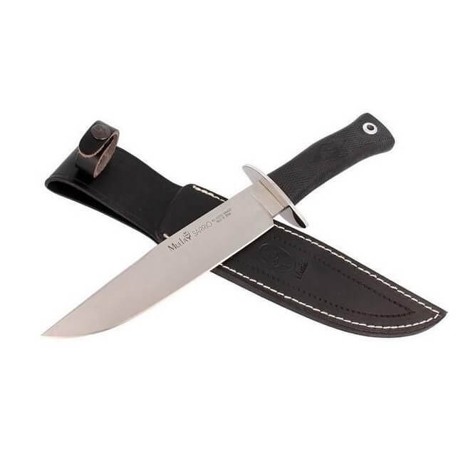 Faca tática Muela Sarrio-19G com cabo de borracha preta e lâmina de 19,5 cm