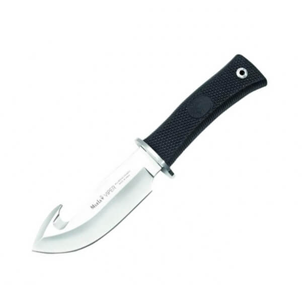 Cuchillo desollador Muela Viper-11G con mango de goma negra y hoj...