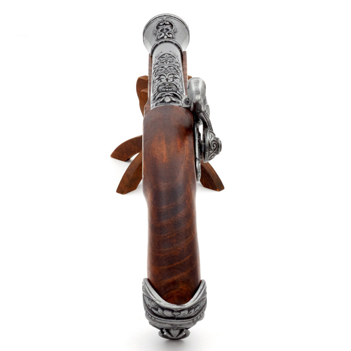 Pistola de percusión pirata de madera y metal Italia S. XVIII