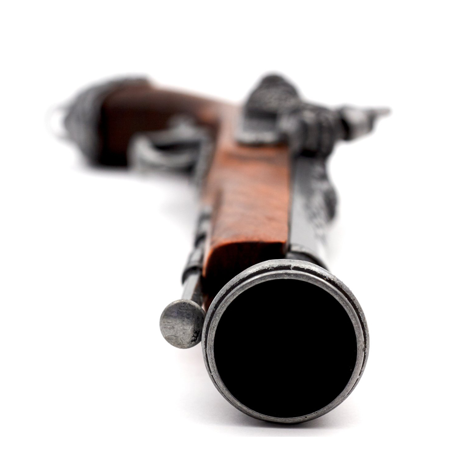 Pistola de percusión pirata de madera y metal Italia S. XVIII