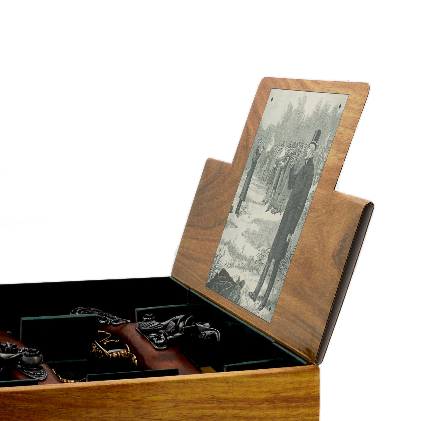 set de 2 pistolas de duelo de madera y metal S. XVIII